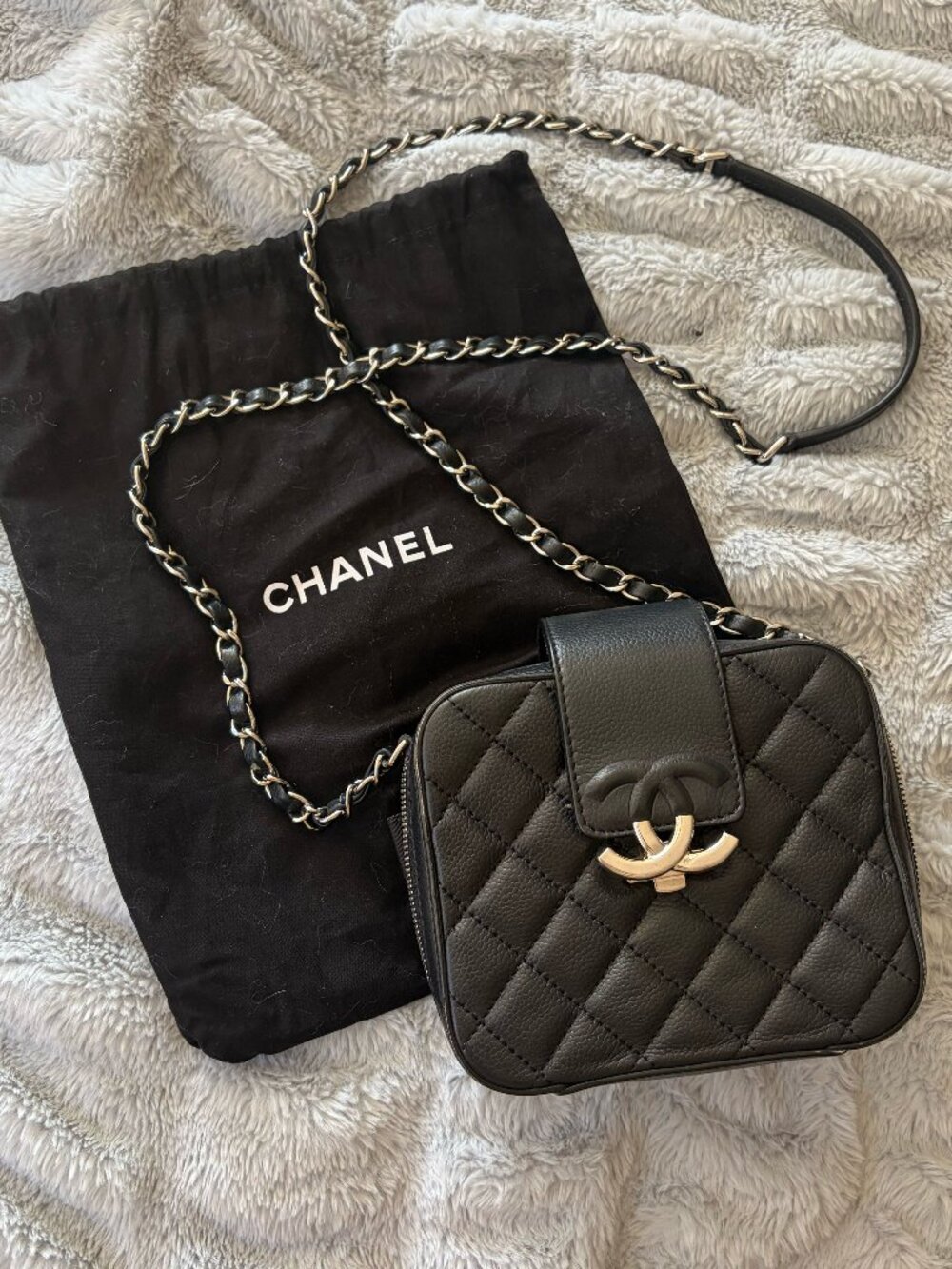 Chanel Caviar Square CC Box Camera Bag Black